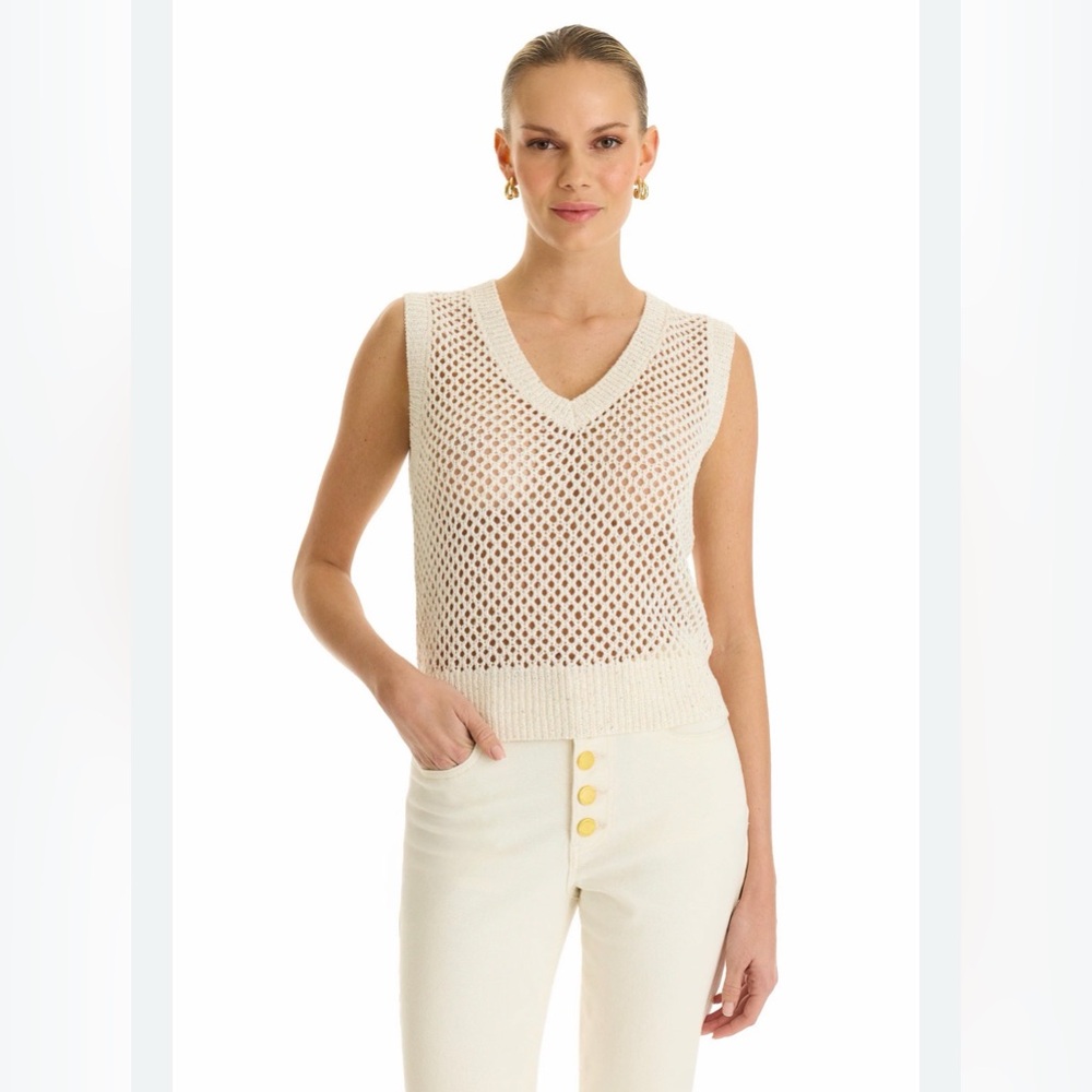 Noli ADDISON SEQUIN CROCHET TOP - PEARL size‎  small